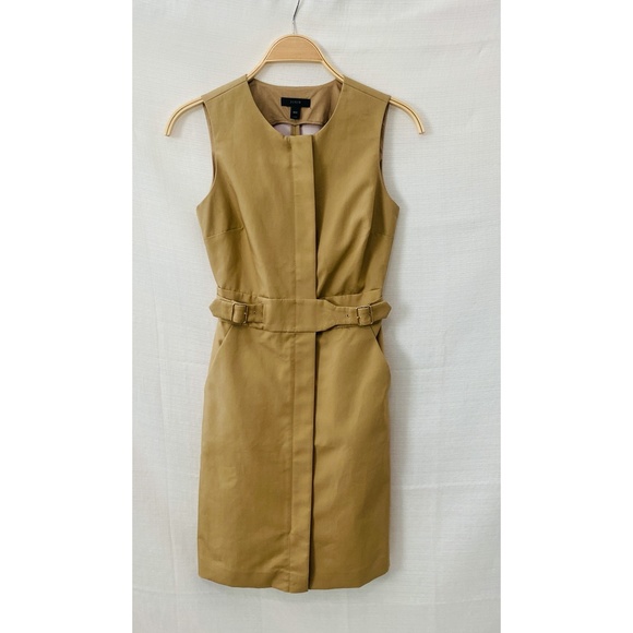 J. Crew Dresses & Skirts - J Crew Zip Front Sleeveless Sleek Khaki Knee Length Dress